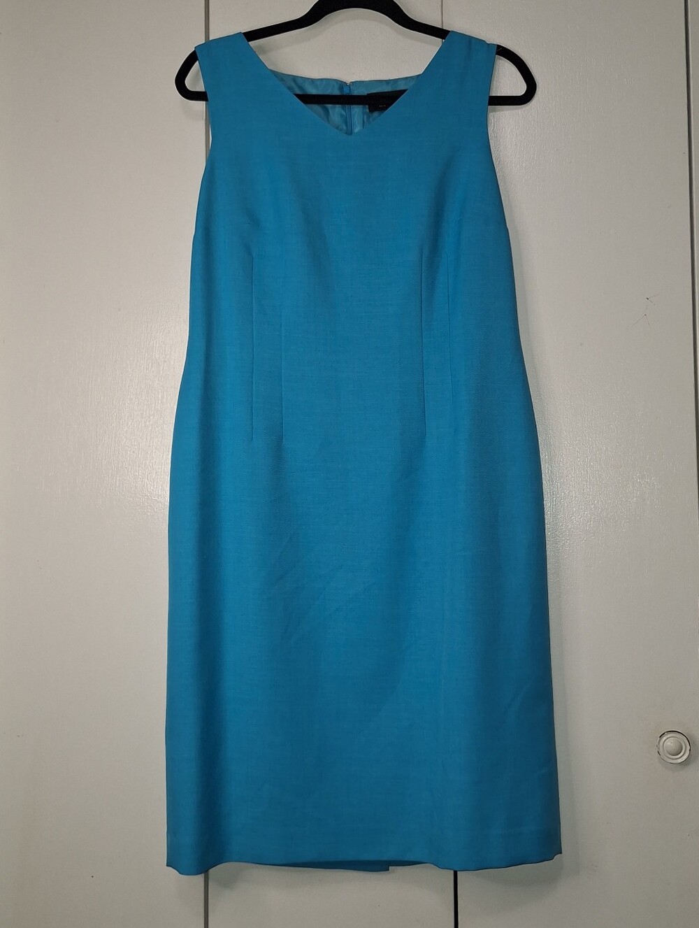 Black Label By Evan-Picone Blue V-Neck Sheath Career Dress Sz 10 Medium